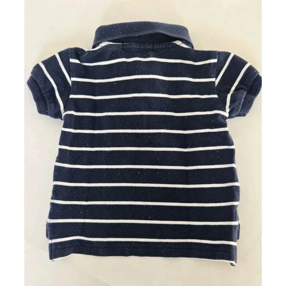 VTG Polo Ralph Lauren Baby Boy Polo Shirt Logo 9M Blue Striped